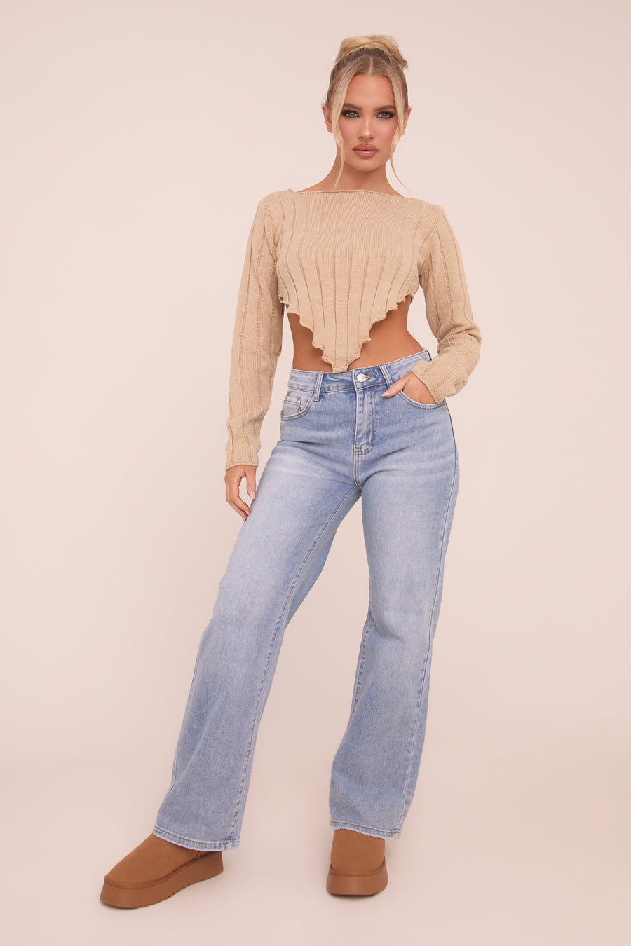 Light Blue Stretch Straight Leg Jeans - Sam