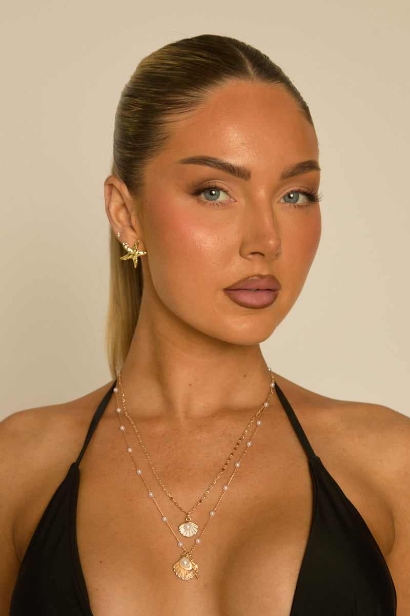 Gold Layered Shell Necklace - Cindie
