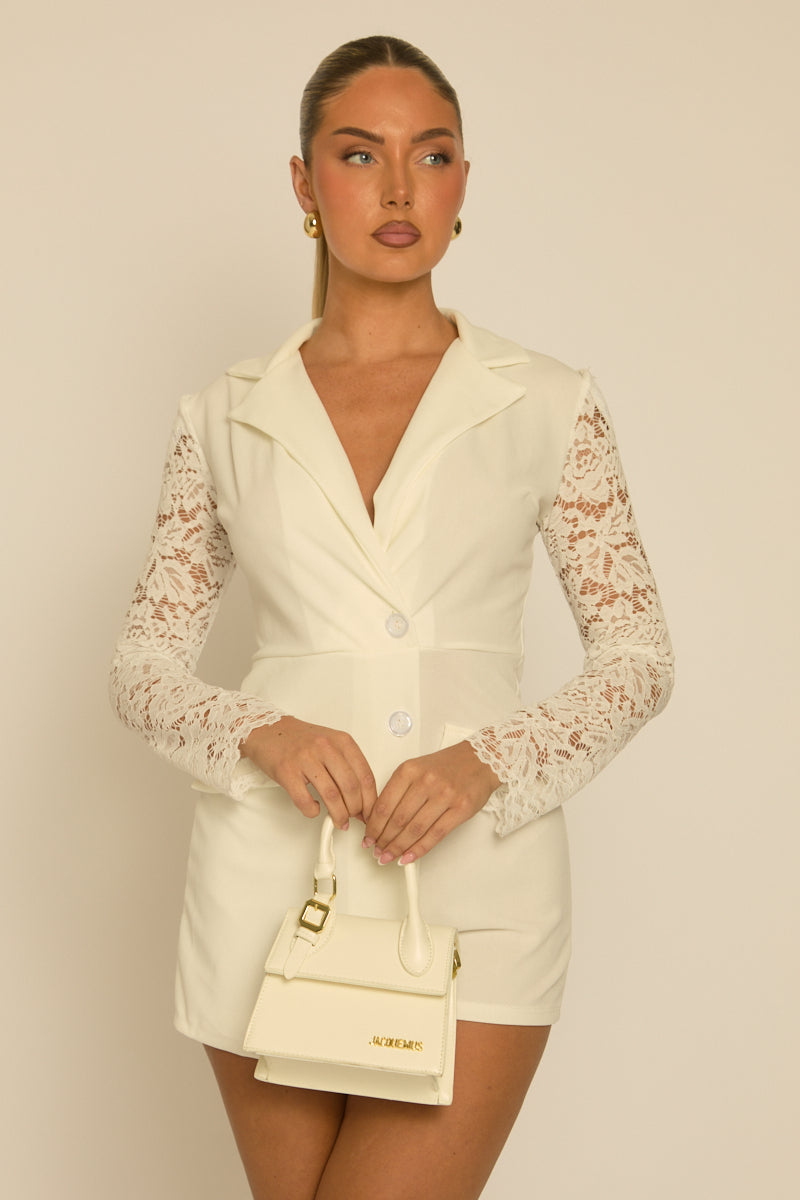 White Faux Leather Logo Grab Bag - Konnie