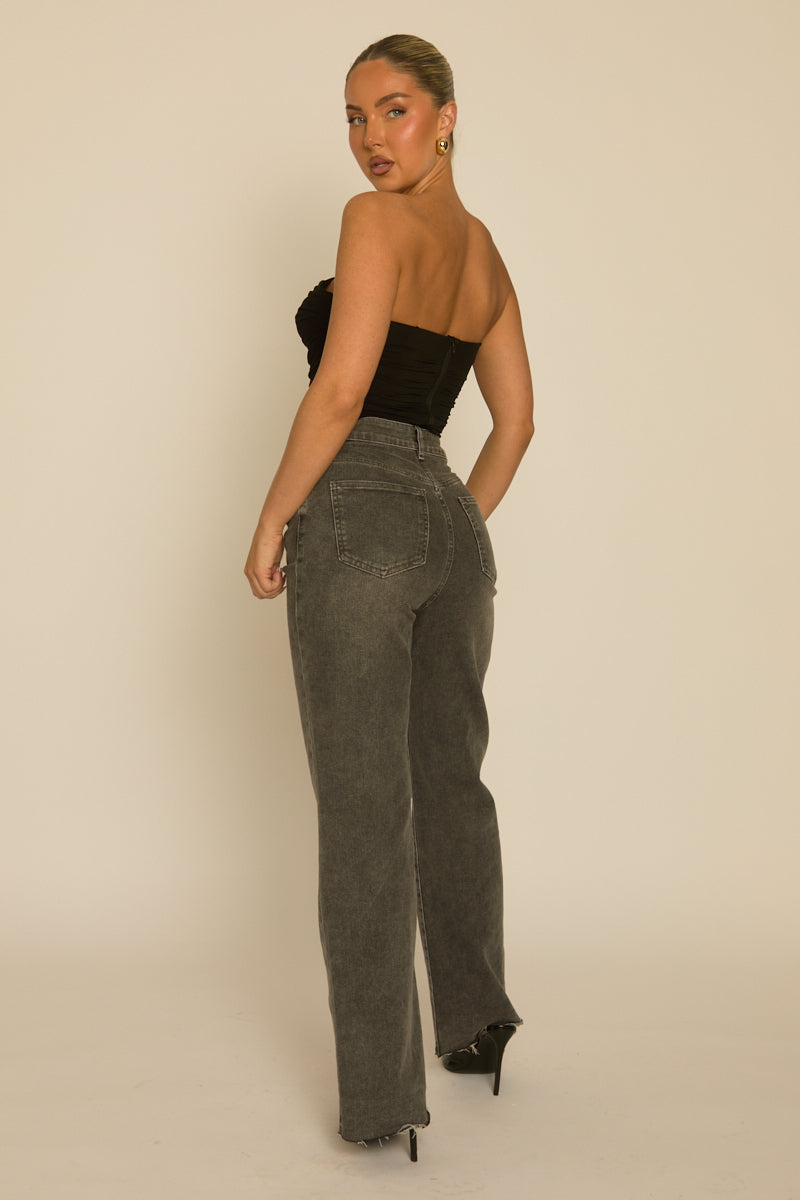 Black Mesh Boned Corset Top - Keyla