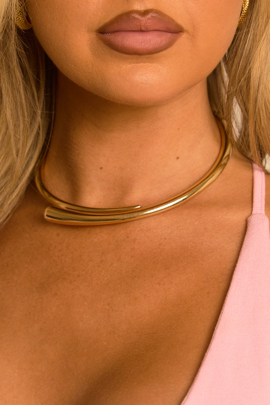 Gold Curve Choker Necklace - Lyson