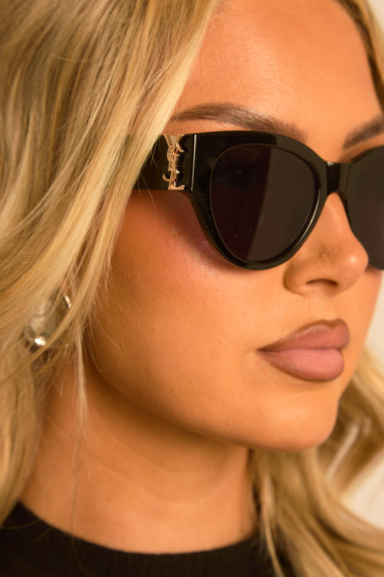 Black Logo Detail Oversized Sunglasses - Nellie