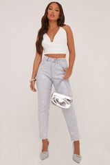 Light Blue Iridescent Detail Straight Leg Jeans - Esmee