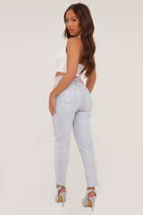 Light Blue Iridescent Detail Straight Leg Jeans - Esmee
