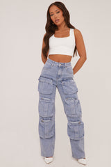 White Square Neck Sleeveless Cropped Top - Alexa