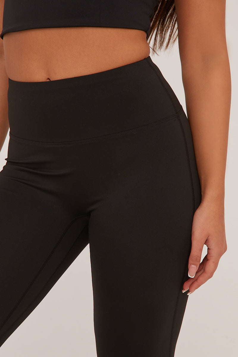 Black Ruched Back Flared Leg Trousers - Hazel