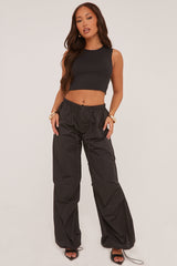 Black Round Neck Cropped Top - Evelyn