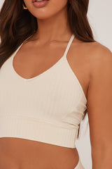Stone Rib Knit Halter Neck Cropped Top - Milly