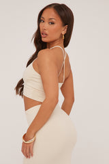 Stone Rib Knit Halter Neck Cropped Top - Milly