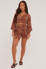 Leopard Print Tie Waist Woven Shorts - Aliza