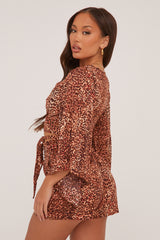 Leopard Print Tie Waist Woven Shorts - Aliza