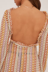 Multi Knit Abstract Pattern Backless Mini Dress - Kerina