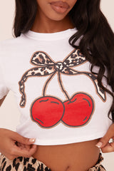 White Graphic Print Cropped T-shirt - Silvanna