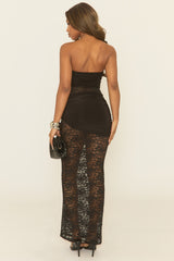 Black Lace Bandeau Maxi Dress - Aston