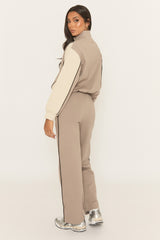 Dove Grey Panelled Zip Through Loungewear Set - Cody