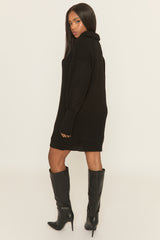 Black Turtle Neck Knit Jumper Dress - Brooke