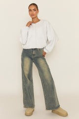 Grey Marl Collarless Lightweight Bomber Jacket - Averil