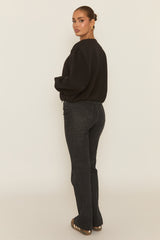 Black Marl Collarless Lightweight Bomber Jacket - Averil