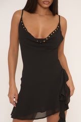 Black Studded Cami Mini Dress - Raven