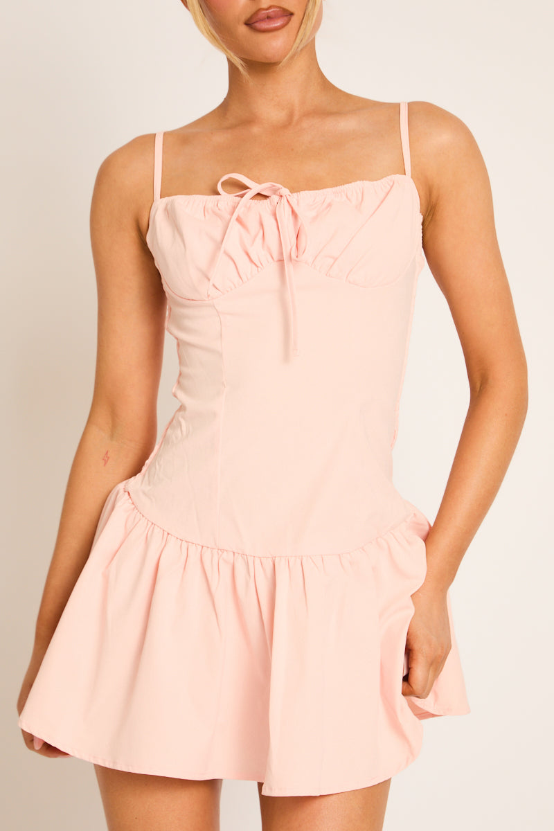 Pink Tie Front Mini Dress - Ensley
