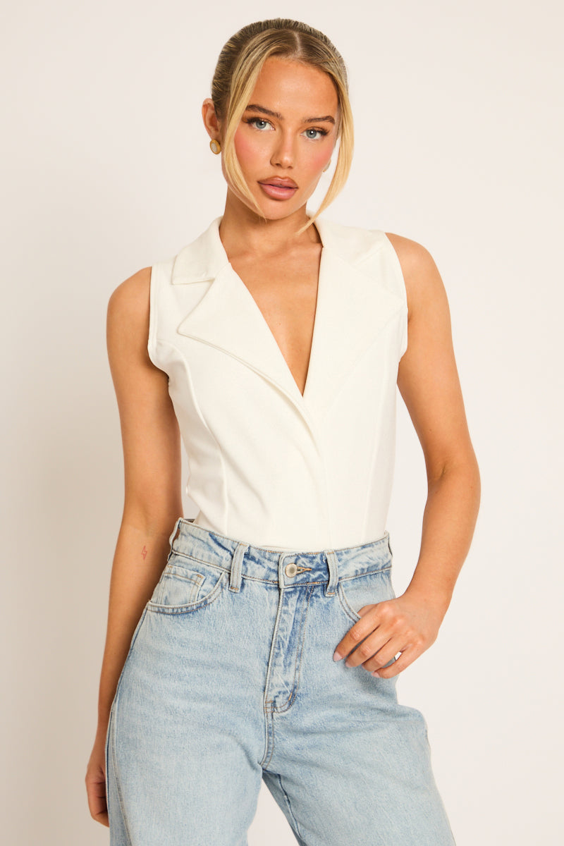 White Collared Bodysuit - Winslet