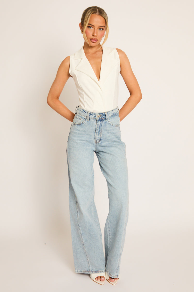 White Collared Bodysuit - Winslet