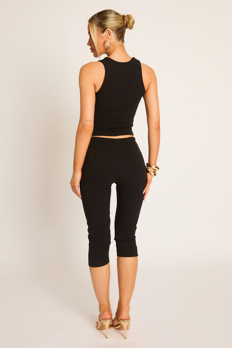 Black Corset Top and Capri Pant Co-ord Set - Kyrah
