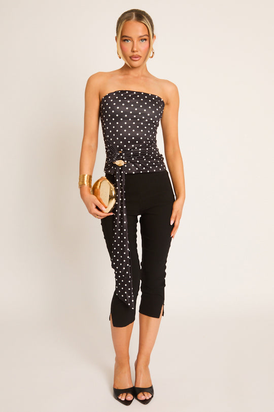 Black Bengaline Split Hem Capri Pants - Jaclyn