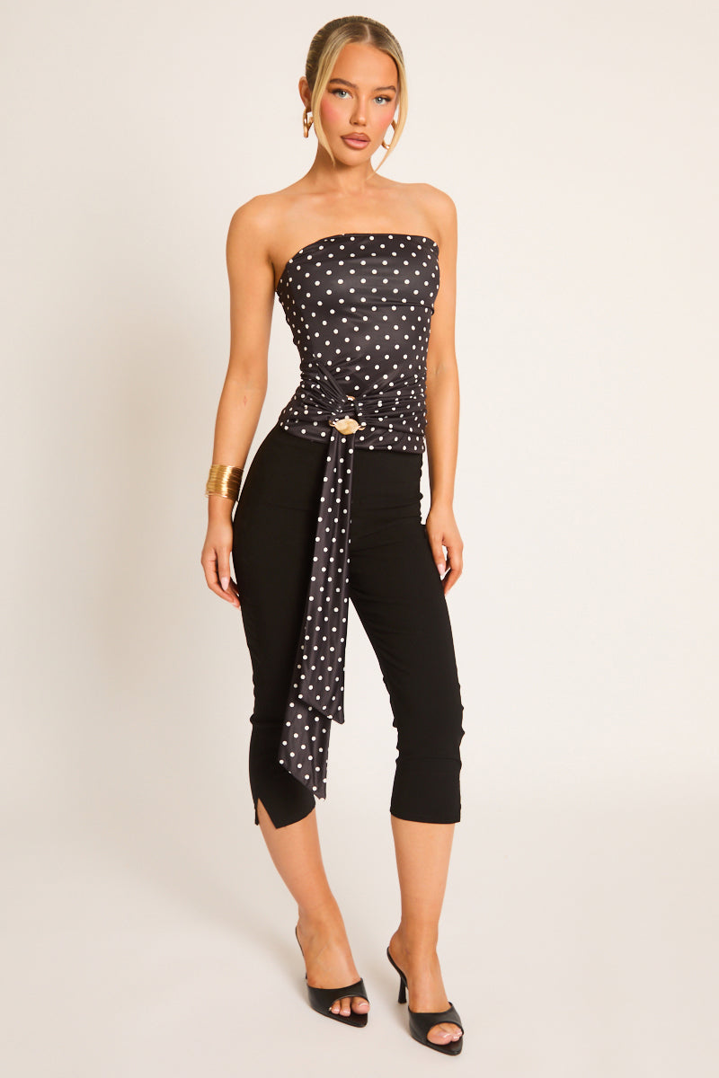 Black Bengaline Split Hem Capri Pants - Jaclyn