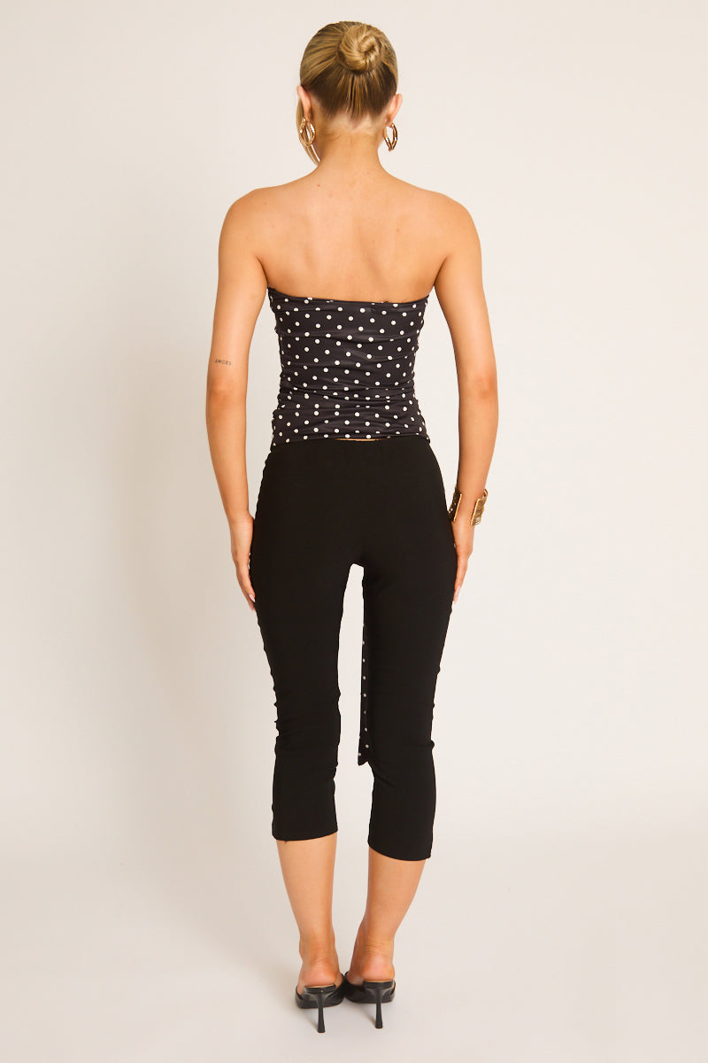 Black Bengaline Split Hem Capri Pants - Jaclyn