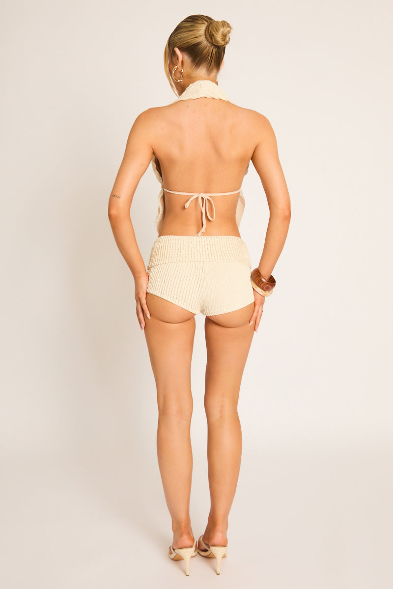 Beige Textured Starfish Trim and Short Co-ord Set - Venice