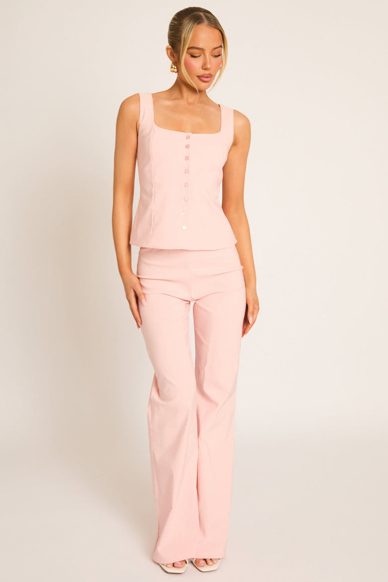 Pink Waistcoat and Flare Trouser Co-ord Set - Murphy