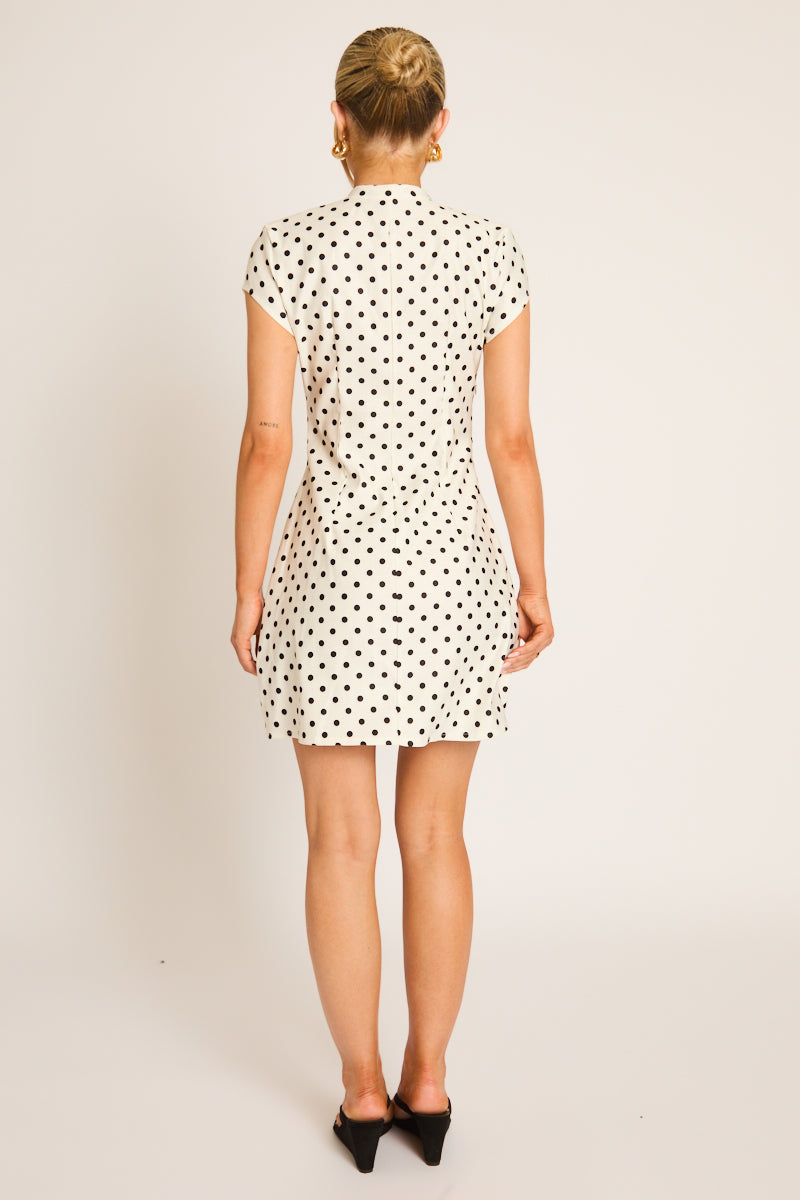 White Polka Dot Cap Sleeve Mini Dress - Karly