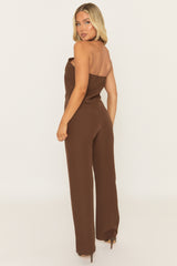 Chocolate Tailored Twist Neck Top and Trouser Co-ord - Ayesha