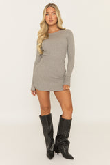Grey Knitted Bodycon Mini Dress - Maisa