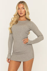 Grey Knitted Bodycon Mini Dress - Maisa