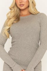 Grey Knitted Bodycon Mini Dress - Maisa
