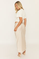 Champagne Satin Maxi Slip Skirt - Jonah