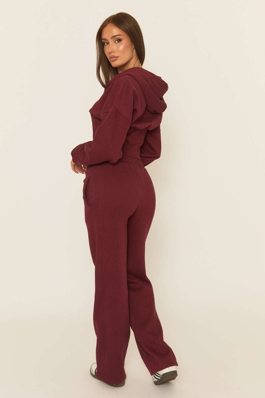 Wine Corset Fit Hoodie and Jogger Loungewear Co-ord Set - Arria