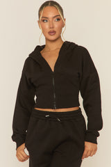 Black Corset Fit Hoodie and Jogger Loungewear Co-ord Set - Arria