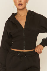 Black Corset Fit Hoodie and Jogger Loungewear Co-ord Set - Arria