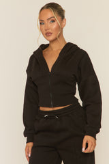 Black Corset Fit Hoodie and Jogger Loungewear Co-ord Set - Arria