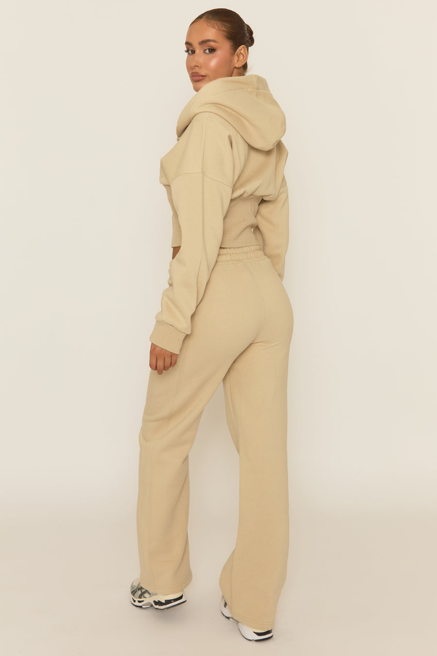 Beige Corset Fit Hoodie and Jogger Loungewear Co-ord Set - Arria