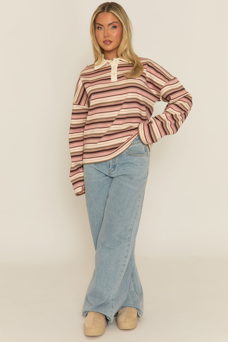 Pink Stripe Long Sleeve Rugby Top - Lolla