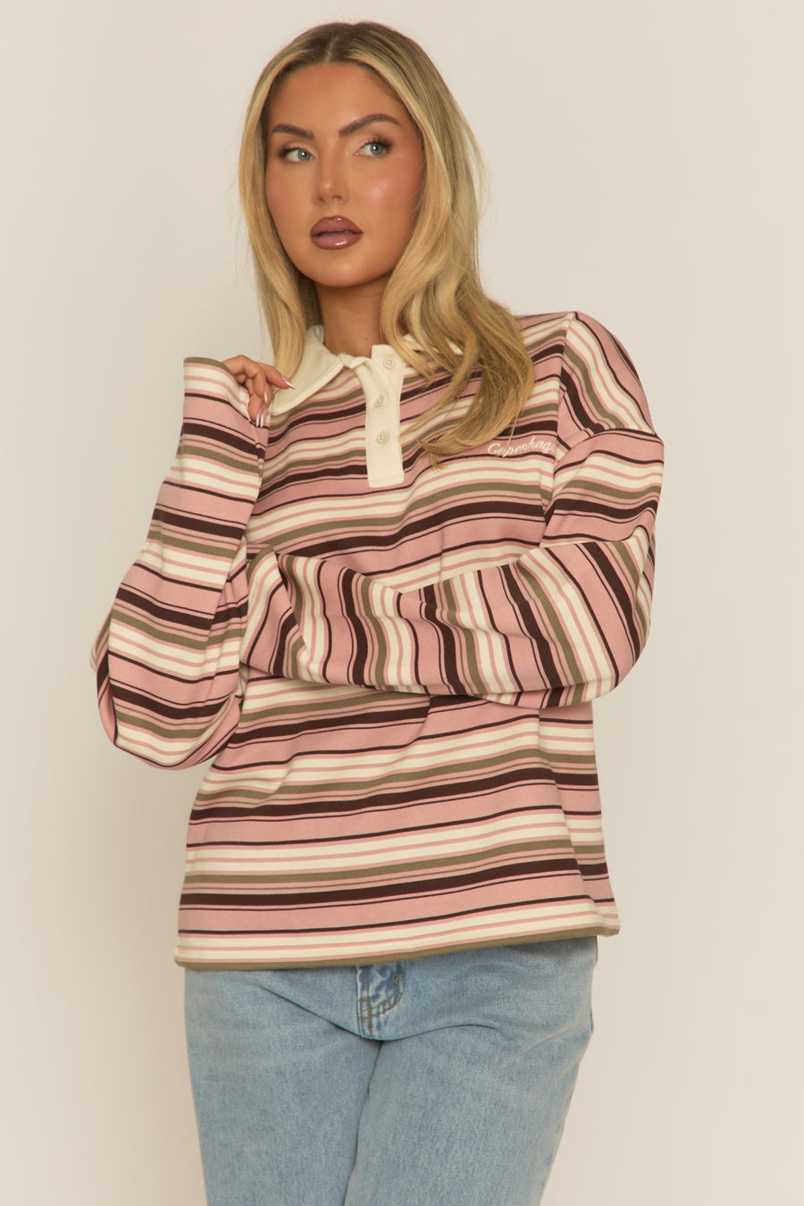 Pink Stripe Long Sleeve Rugby Top - Lolla