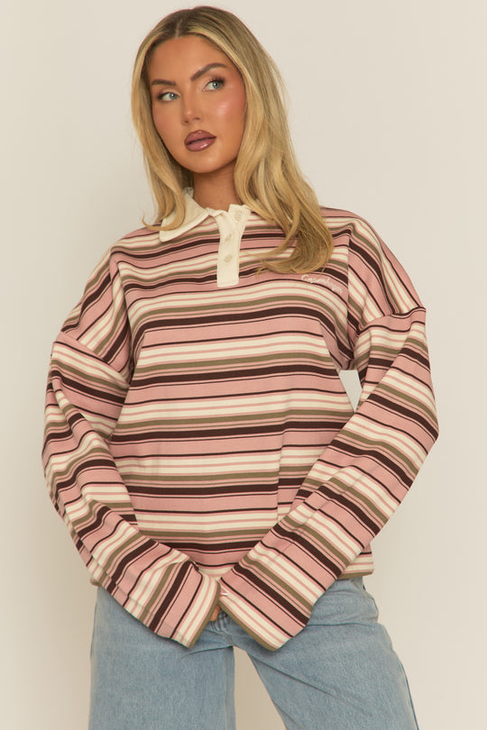 Pink Stripe Long Sleeve Rugby Top - Lolla
