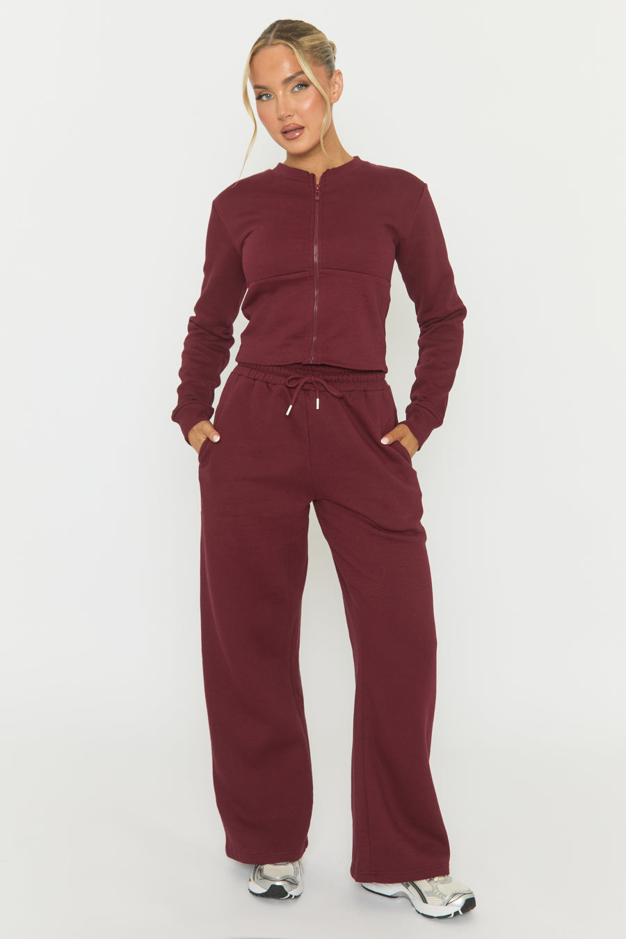 Wine Zip Through Loungewear Co-ord Set - Laurye