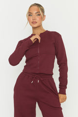 Wine Zip Through Loungewear Co-ord Set - Laurye