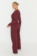 Wine Zip Through Loungewear Co-ord Set - Laurye