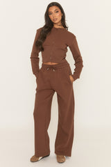 Chocolate Zip Through Loungewear Set - Laurye